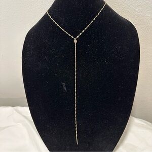 Elizabeth Stone Crystal Drop Y Necklace 14K gold filled